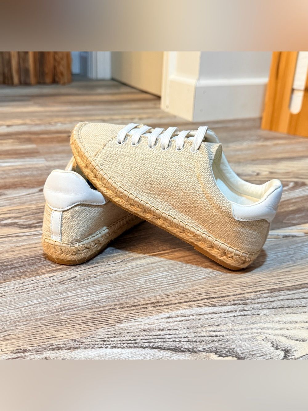 Macarena Beige Canvas Lace Up Espadrille Sneakers Women’s Size 6